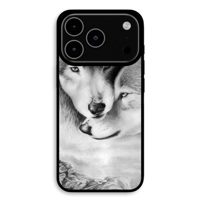 Hülle Für iPhone 18 Pro Max Der Wolf und die Wölfin Tier schwarz und weiß Maniacase schwarz