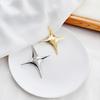 Broșă cu stea cu patru colțuri din metal, elegantă, de lux, de culoare argintie, aurie, accesorii pentru îmbrăcăminte pentru femei, costum de afaceri, ace de rever, bijuterii de modă