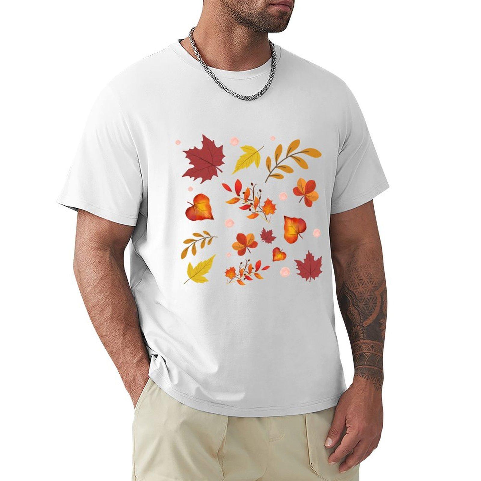 Autumn Leaves TShirt gifts for boyfriend oversized graphic tee vintage anime shirt mens designer t shirt S