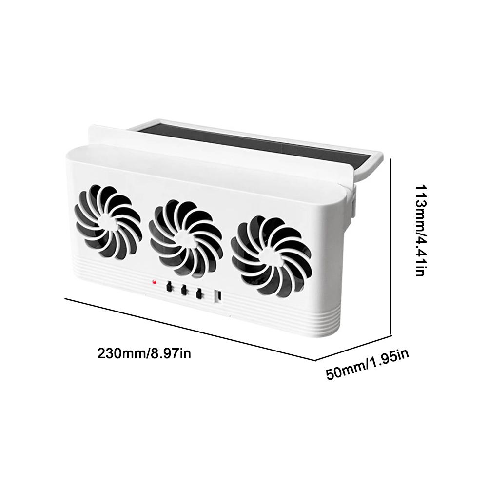 Solar Powered Car Radiator Cooling Fan With 3 Air Outlets For Car Window Ventilation Cooling Circulation Exhaust Fan
