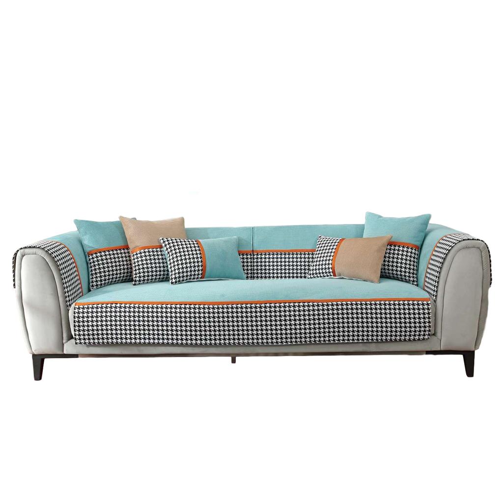 Four Seasons Universal Corn Velvet Houndstooth Sofa Cushion Modern Simple Non-Slip Sofa Cushion Towel Cover