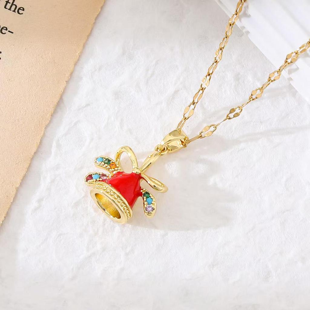 Popular Christmas Series Necklaces: Santa Claus, Peace Tree, Holiday Element Micro-Paved Drip Oil Pendant