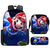 Student Schoolbag Three-Piece Set, Animation Cartoon Backpack, Shoulder Bag, Pencil Case.