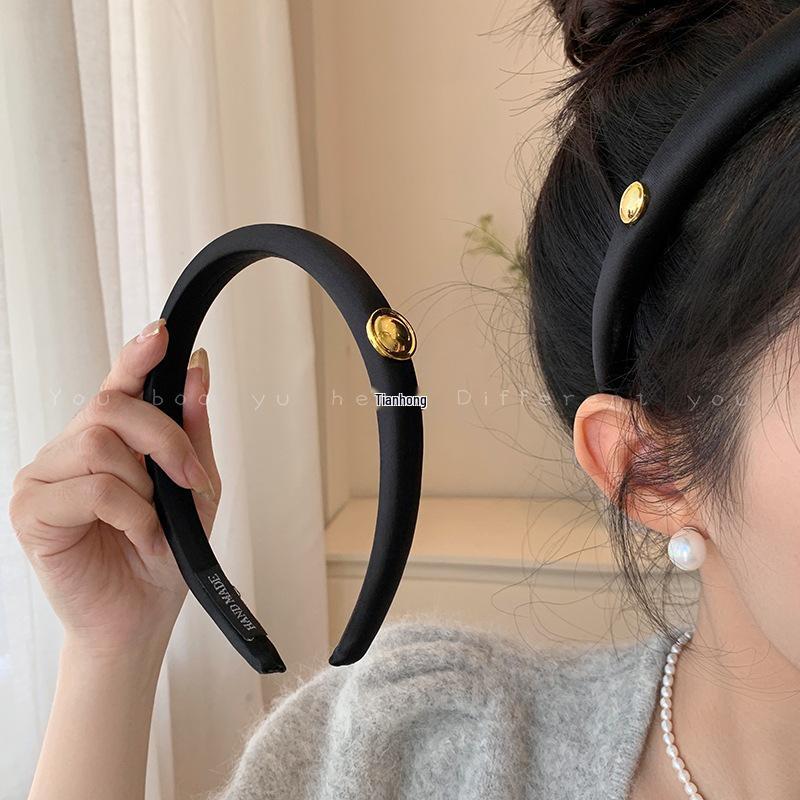 Women's Black Gold Label Skull Headband 2025 - Luxury Hair Accessory for Face Washing and More