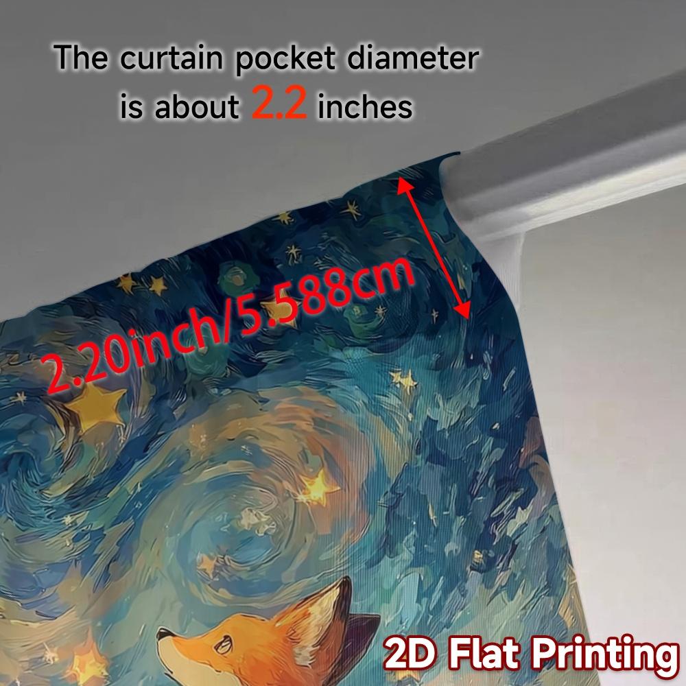 Modern Flat Printing Curtains Without Rod Starry Fox Versatile Fabric Room Decor Semi Sheer Set Of 2 Made Polyester