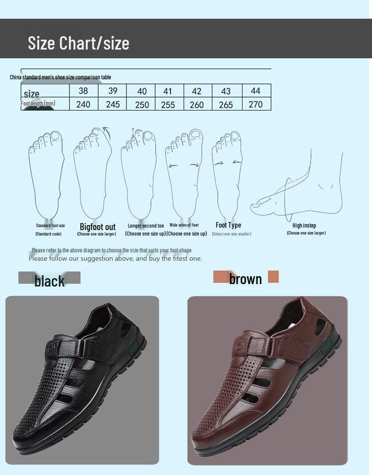 Men's Plus Size Breathable Leather Slip-on Sandals