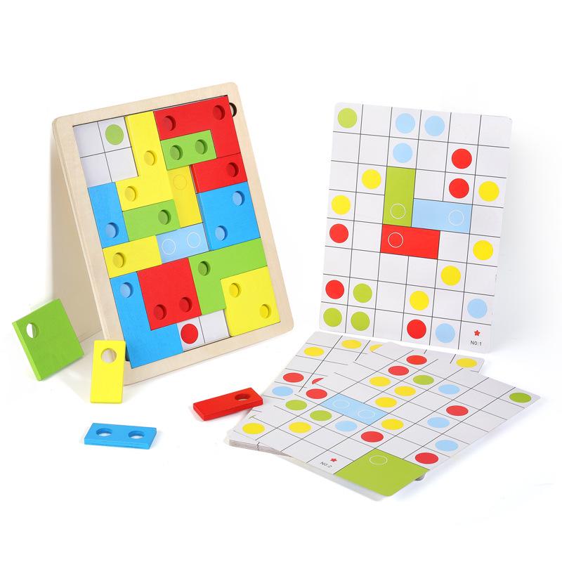 Wooden Tetris Puzzle for Kids: Shape Matching & Logic Game