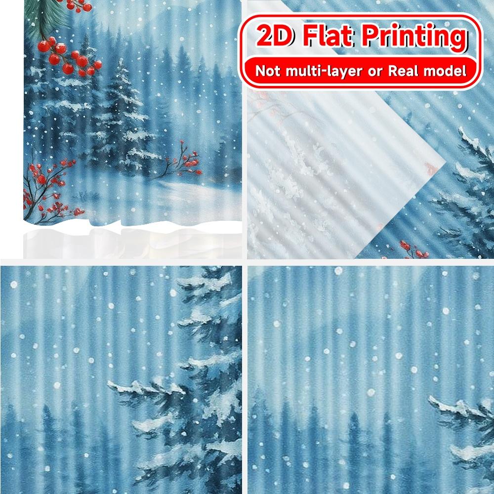 2pcs   2D FLAT PRINTING Curtains (Without Rod) Winter Serenity(4) Modern Fashionable Curtainments during the Christmas holiday