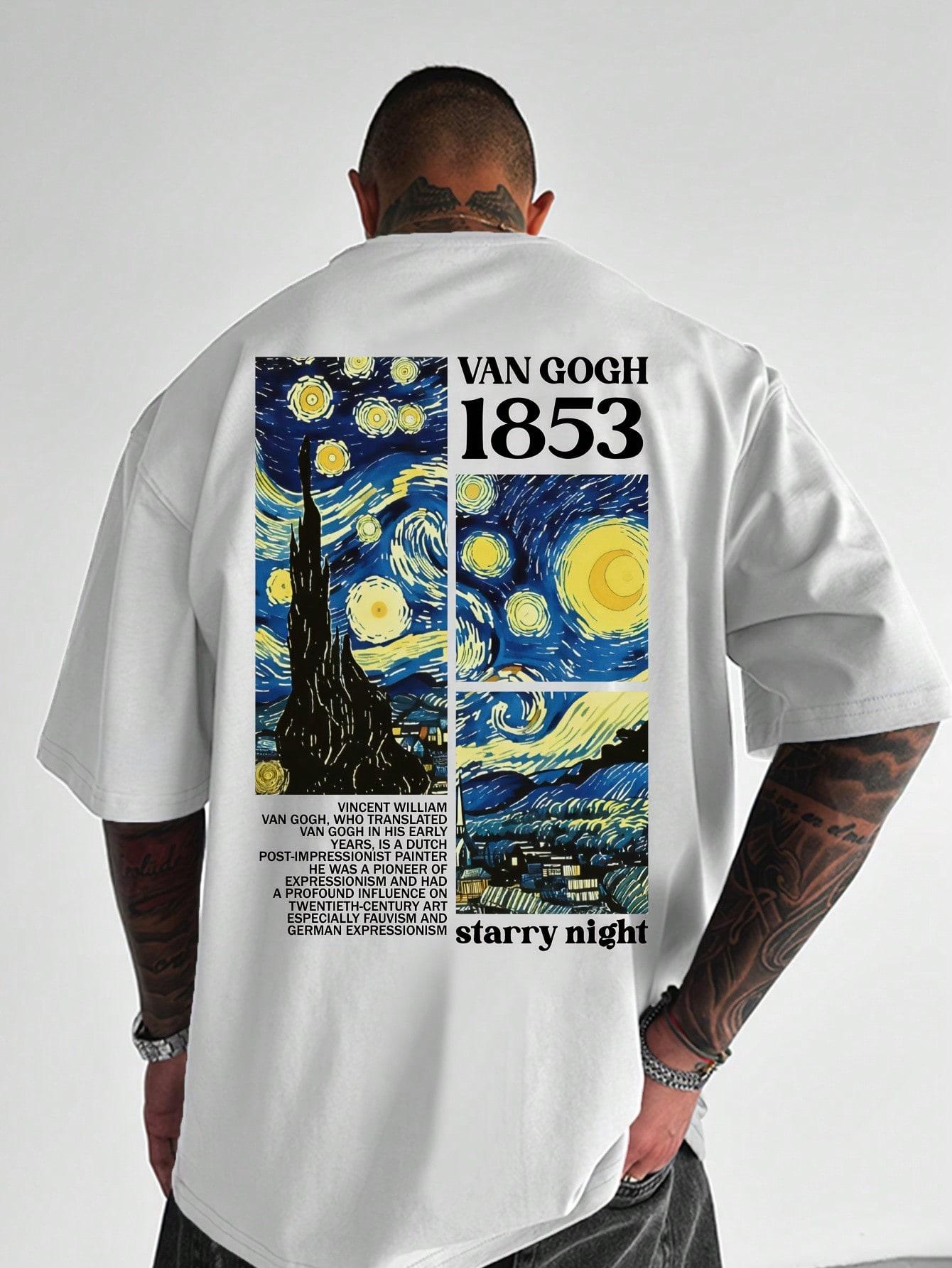MenS Casual TShirt With Van Gogh Starry Night Tribute Print  Comfortable Breathable Stretchy Fabric Perfect For Home 2XL