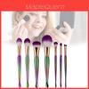 Gujhui Mermaid Makeup Brush Set 5 Pieces Nylon Brushes Long Handle Purple Hair Exquisite Design