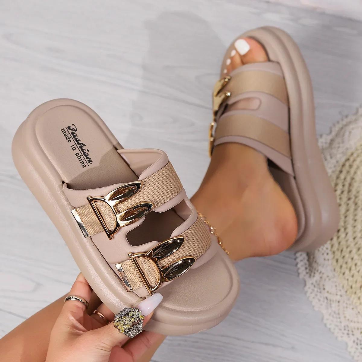 

2025 New Arrival Summer New Women Fashion Platform Slippers Outdoor Casual Slip-on EVA Sandals Wear-resistant Beach Flip-flops 37