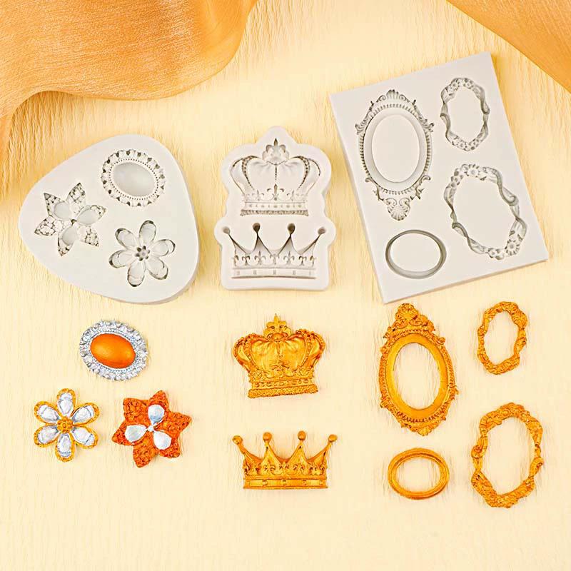Po Rám Zrcadlo Šperky Koruna Silikonová Forma Pryskyřičné Nástroje Sugarcraft Košíček Pečící Forma Fondant Nástroje na Zdobení Dortů