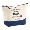 Trousse de maquillage - PLANETEE - Pochette fond bleu «Bazar d'une Besta d'Amour» - Grand format - Coton - Impression sublimation HD