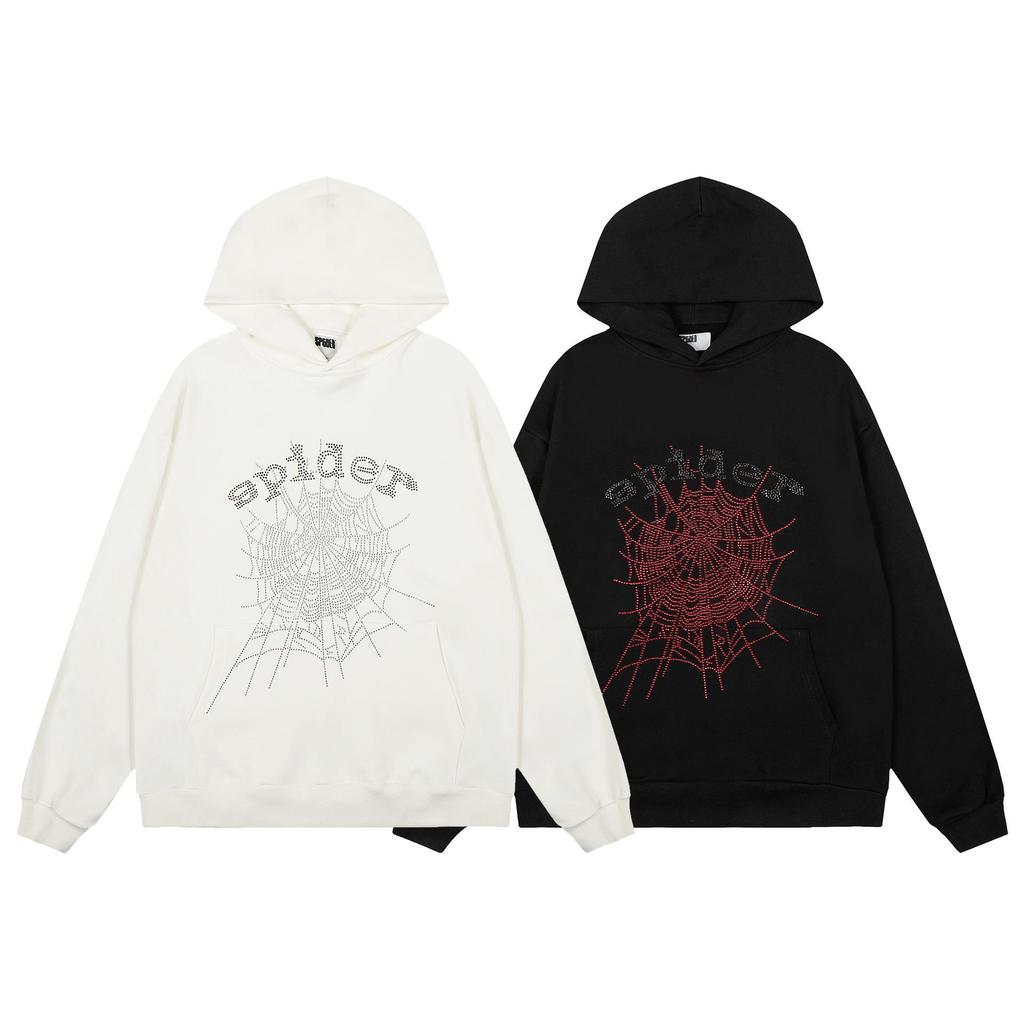 Sp5der 555555 Amerikaanse Street Style Velours Hoodie met Origineel Label