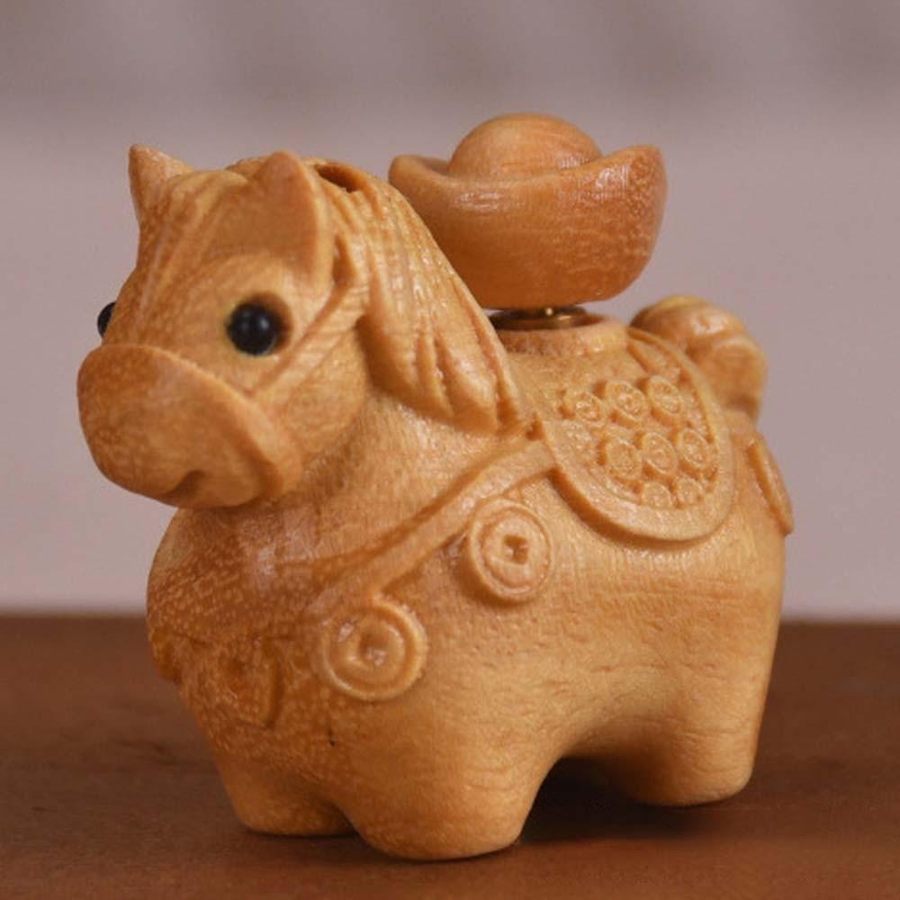 Mini Zodiac Horse Pendant Chinese Style Green Sandalwood Phone Chain Wooden Horse Keychain  Friends