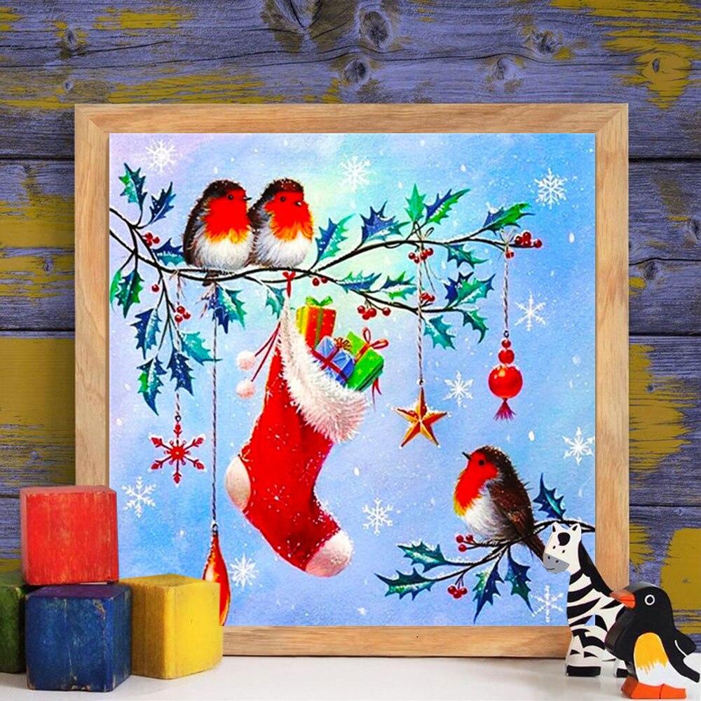 5D diamantová malba vánoční ptáček ponožky plné vrtačky čtvercové diamantové vyšívání sněhová mozaika prodej zvířecí ručně vyrobený dárek