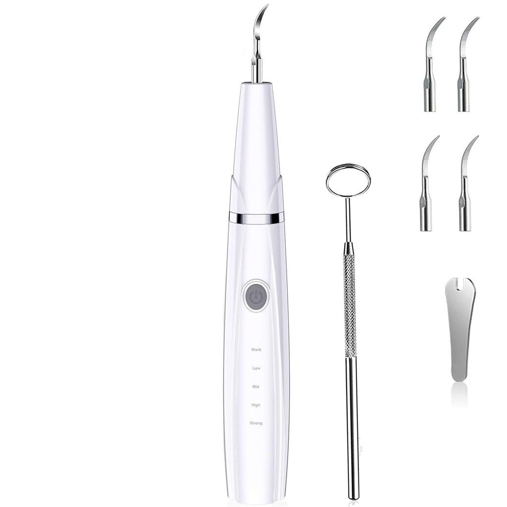 UJHOSLD Ultrasonic Teeth Cleaner, Oral Irrigator, USB Rechargeable, Portable Teeth Cleaner with 5 Adjustable Modes and LED Light, Cleaning Kit