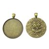 Metal Vintage Owl Pendant Charms Bezel Base Fit 30mm 35mm Flat Frames For Resin Art