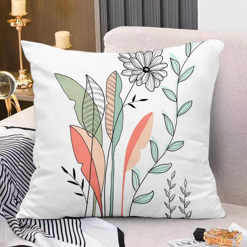 Artistic Floral Print Decorative Pillowcase Bedroom Living Room Square Cushion Pillowcase
