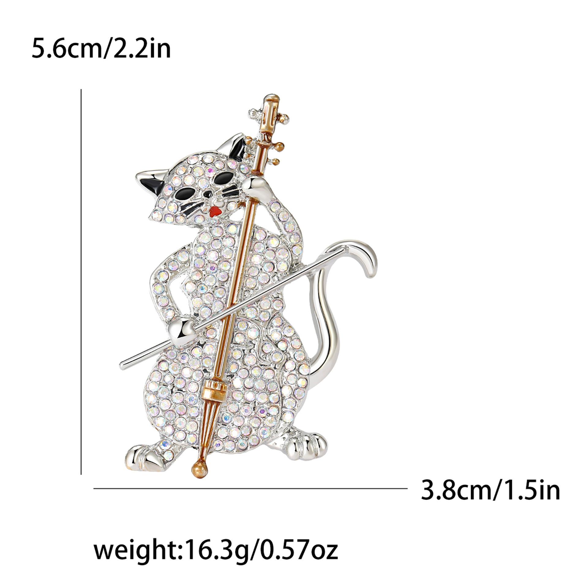 

Креативный дизайн Милая брошь в виде кошки в форме виолончели, аксессуары для одежды, булавка для воротника