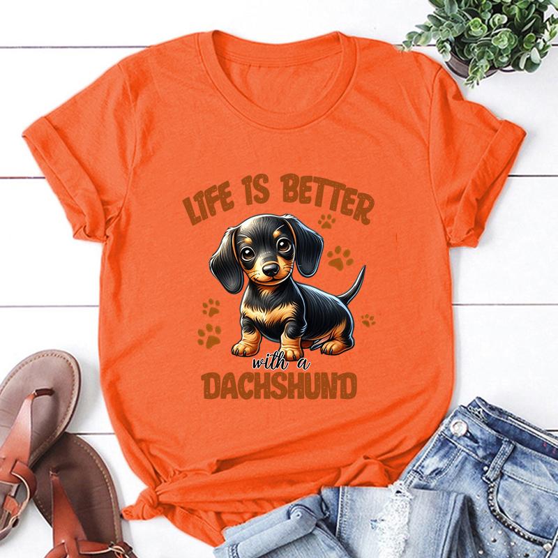 

Новая жизнь собаки лучше с графической футболкой с таксой для мужчин и женщин, модная футболка с круглым вырезом и свободного кроя 4XL