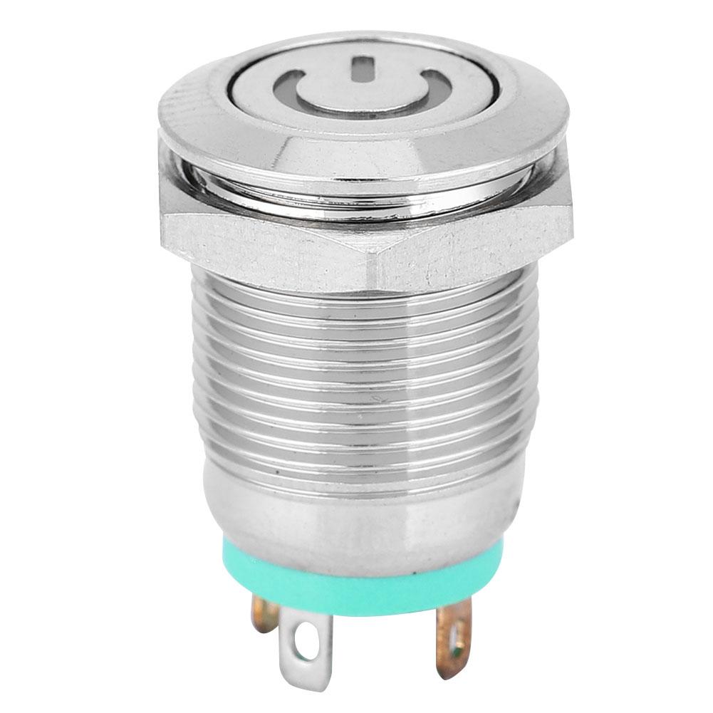 

Зелений світлодіодний індикатор, металева кнопка з плоским верхом, самоповернення, з символом живлення, 12 мм(3В)