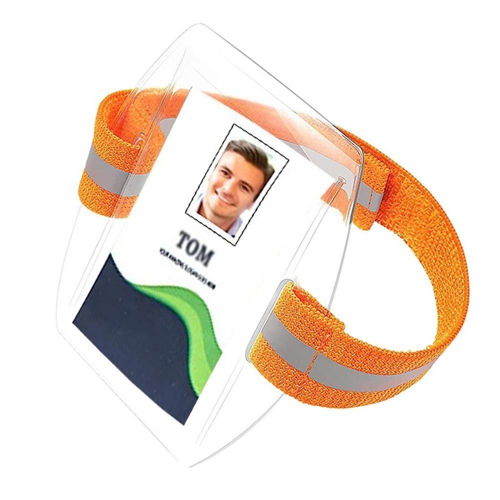 Elastic Band Plastic Card Holder Reflective Stripe Armband Credit Card Case  Offices