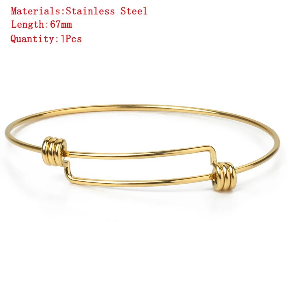 1-5pcs/lot Metal Adjustable Bangle Bracelets Blank Silver Color Open Charm Wire Base Bead Man Woman Jewelry Making