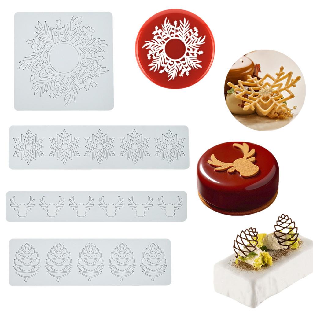 Christmas Cake Decors Christmas Lace Mats Silicone Lace Molds Silicone Lace Pad Suitable for Parties and Celebration