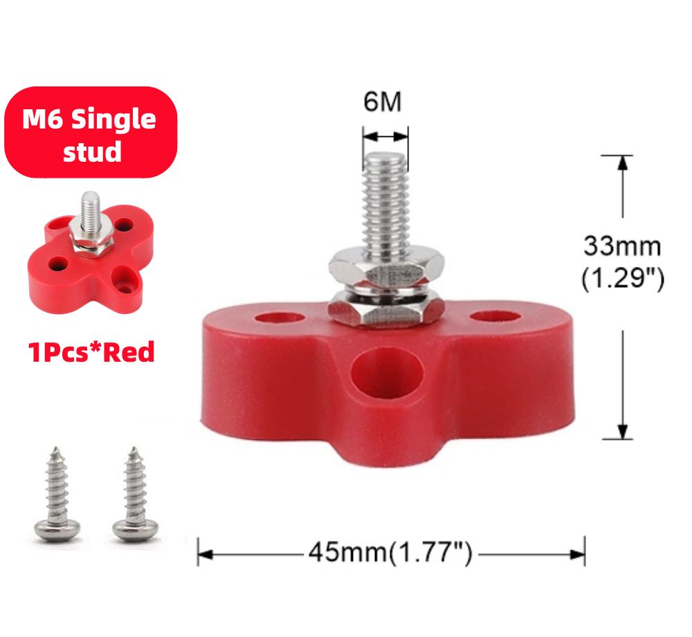 M6 M8 M10 Bus Bar 12V Terminal Block Studs BusBar 12V 5/16" 1/4" Negative Heavy Duty Power Distribution Stud for Truck RV Boat