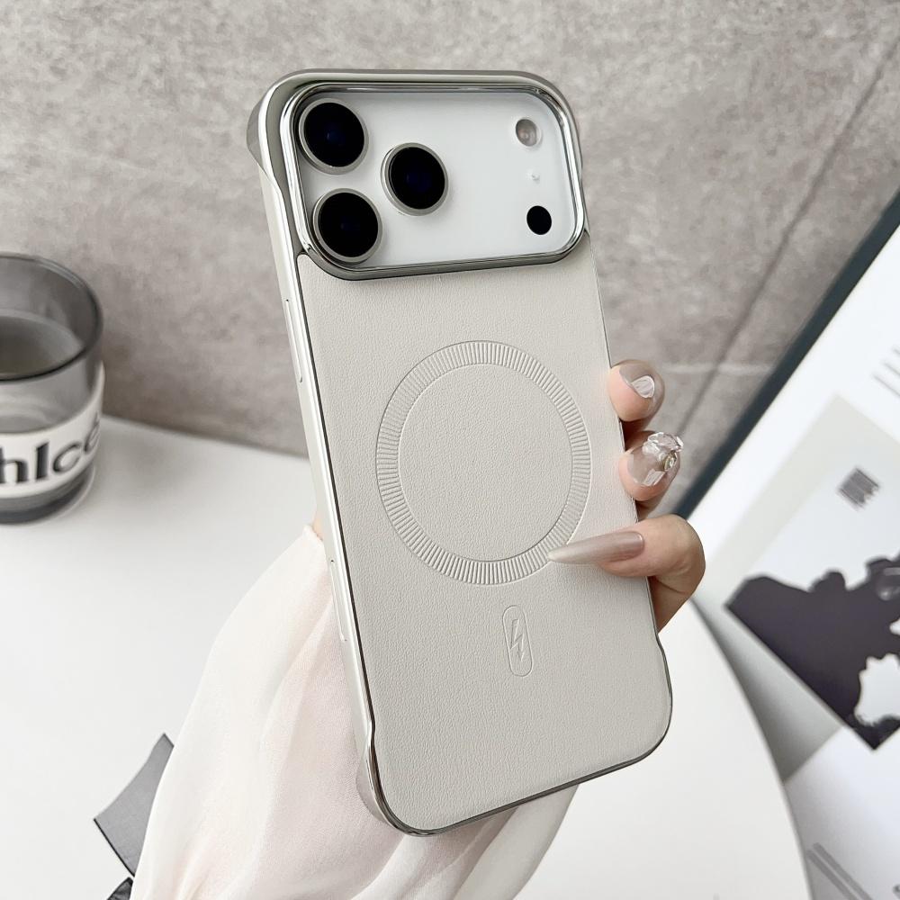 Plating Frameless Matte Leather Magnetic Case For For Iphone 17 Pro Max 16 13 14 15 Plus For Magsafe Thin Heat Hissipation Cover