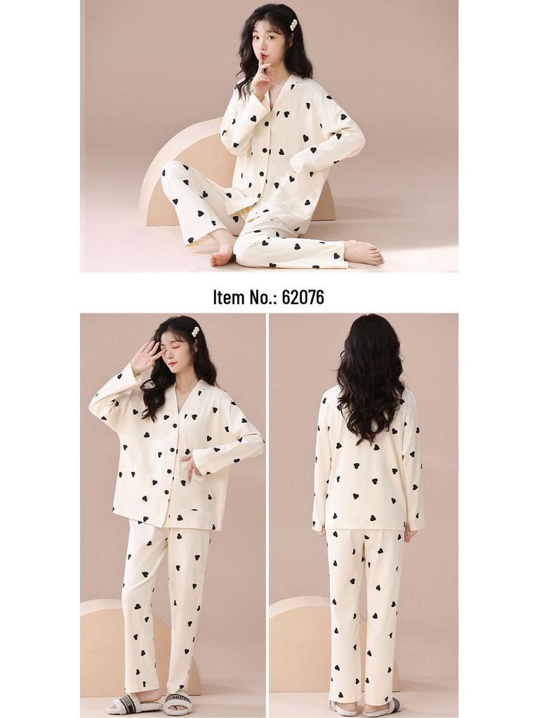 Autumn 2025 Women's Long Sleeve Cardigan Pajamas - Cute Ins Style Homewear
