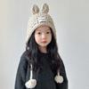 Solid Color Kids Knitted Hat Rabbit Ear Ear Protection Hat Warm Crochet Beanie  Outdoor Winter