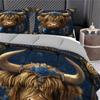 3 Pcs Highland Cow with Roses Quilt Set  thick blanket Set Elegant and Festive Comforter Bedding Set 1 Quilt + 2 Pillowcases