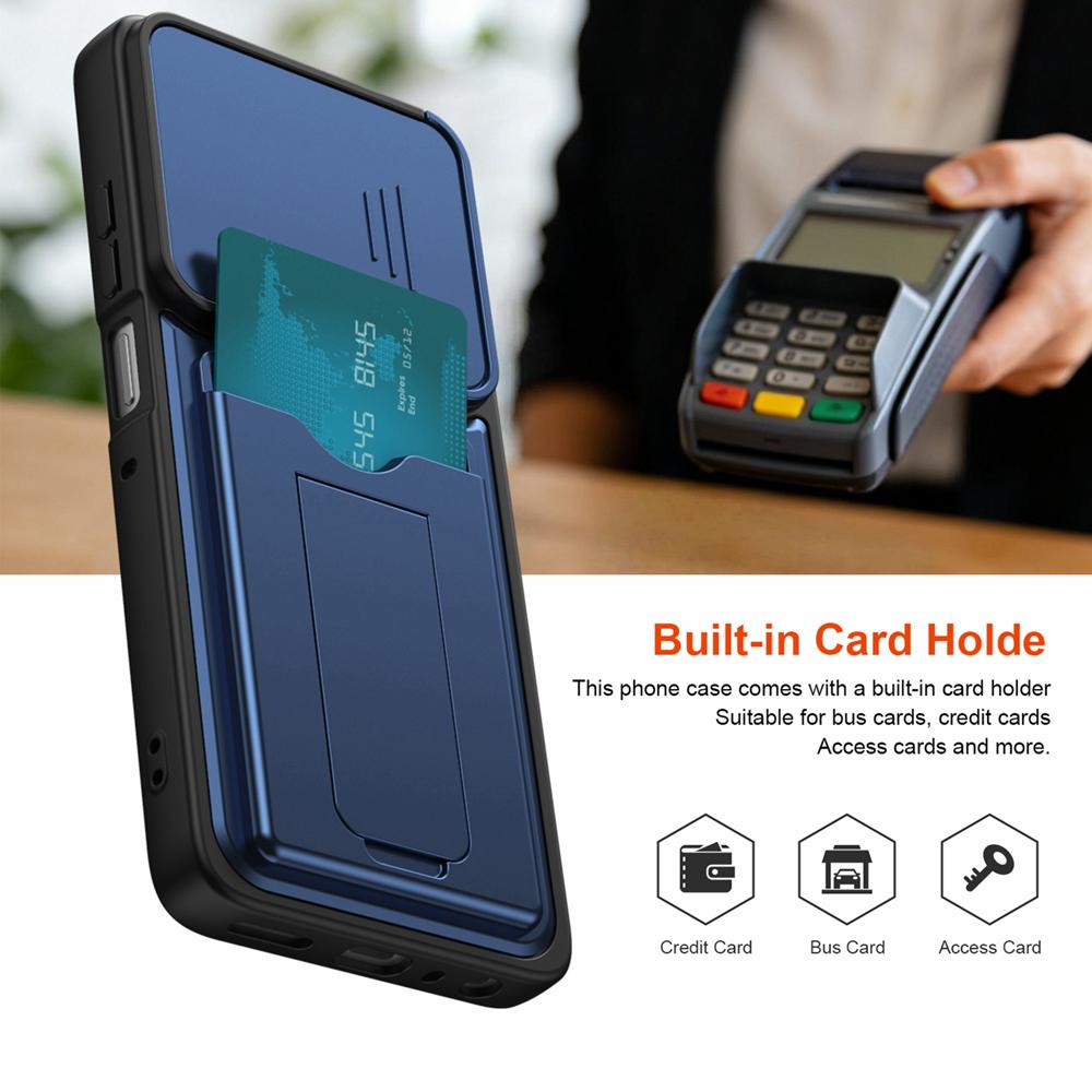 KEYSION Card Holder Bag Phone Case for Motorola MOTO G86 G67 G57 Power G56 5G Slide Camera Protection Kickstand Shockproof Cover