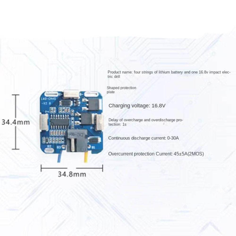 New PCB Charging Drill Protection Board 4S MOS Battery Charging Protection Board Protection 16.8V Battery Pack Electric Tool