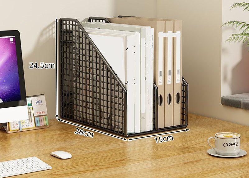 1pcs Office desk storage rack, metal file rack, file storage rack, office supplies file storage box, desktop bookshelf
