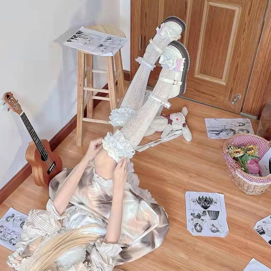 Hollow Calf Socks Sweet Girl Japanese Style Lace Ruffle Knee High Socks Summer Thin