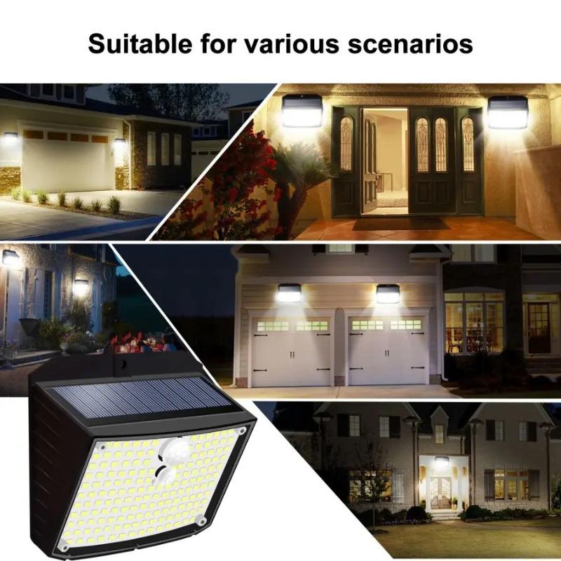 158 LED Solar Wall Lights Outdoor Ecurity Light Motion Sensor Waterproof 3 Modes Courtyard Wall Lamp Garden Decor Garage Lamp