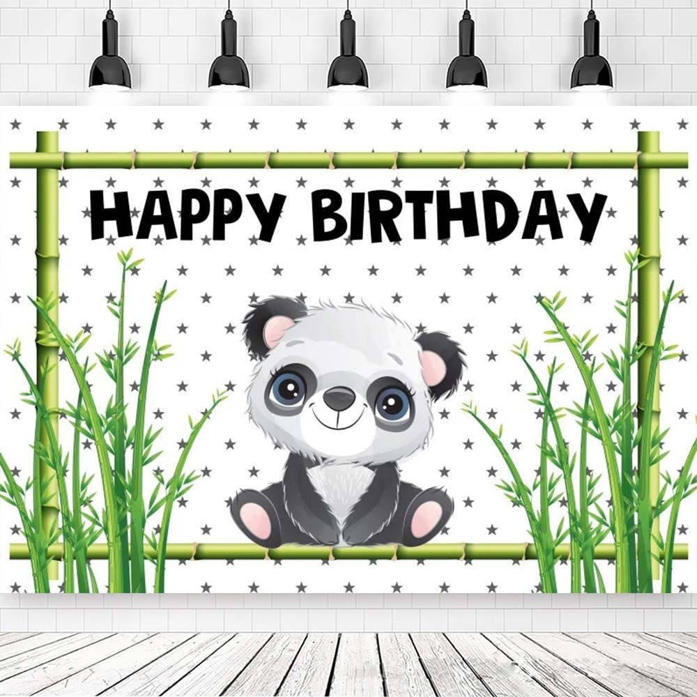 Panda Narozeninová Party Bambusový Kreslený Plakát vlastní Dětský Novorozený Portrét Fotografie Pozadí Fotografie Foto Booth Foto Studio