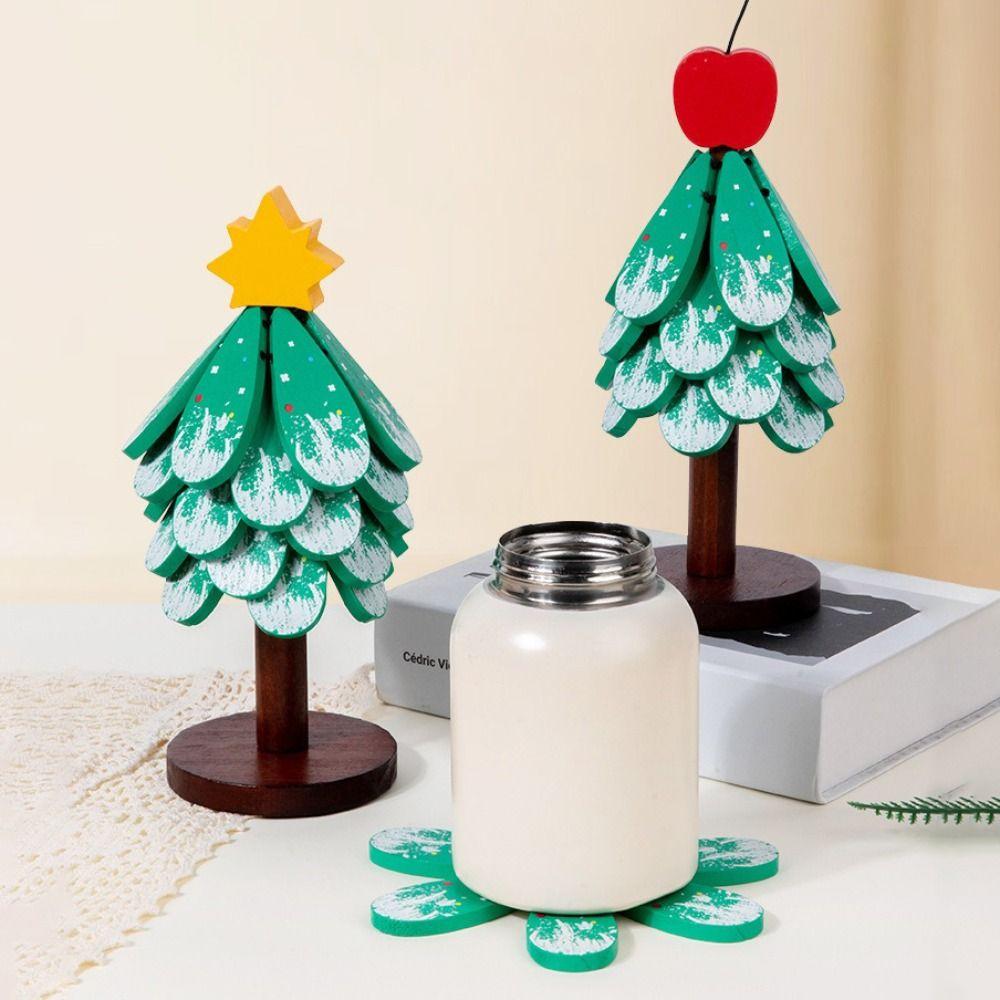 Non-Slip Design Christmas Tree Coaster Anti-Scalding Pot Holder Heat-Resistant Mat Coffee Table
