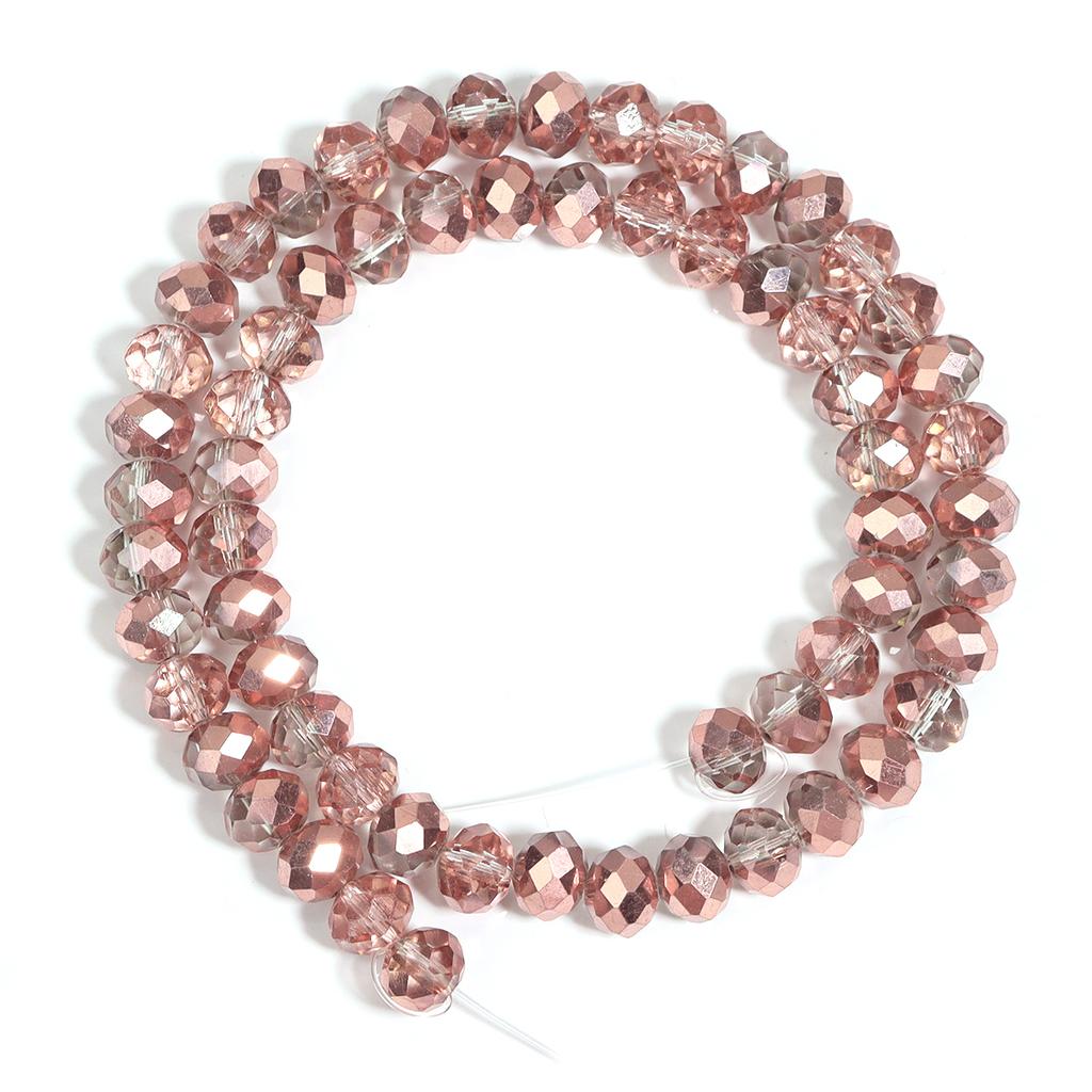 4/6/8mm Faceted Crystal Rondelle Beads Light Red Copper Glass Abacus Loose Spacer Beads for Jewelry Making DIY Bracelet Findings