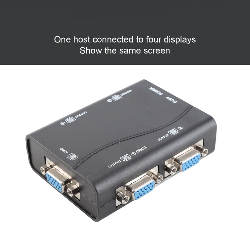 1920x1440 Video Distribution Duplicator 1 In 4 Out 250MHz VGA Splitter Amplifier Box For Projector