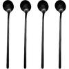 4Pcs Satin Black Stainless Steel Coffee Spoons, 6.7 Inches Coffee Spoons Iced Teaspoon Espresso Stirring Spoon, Matte Black Teaspoons Dessert Spoon