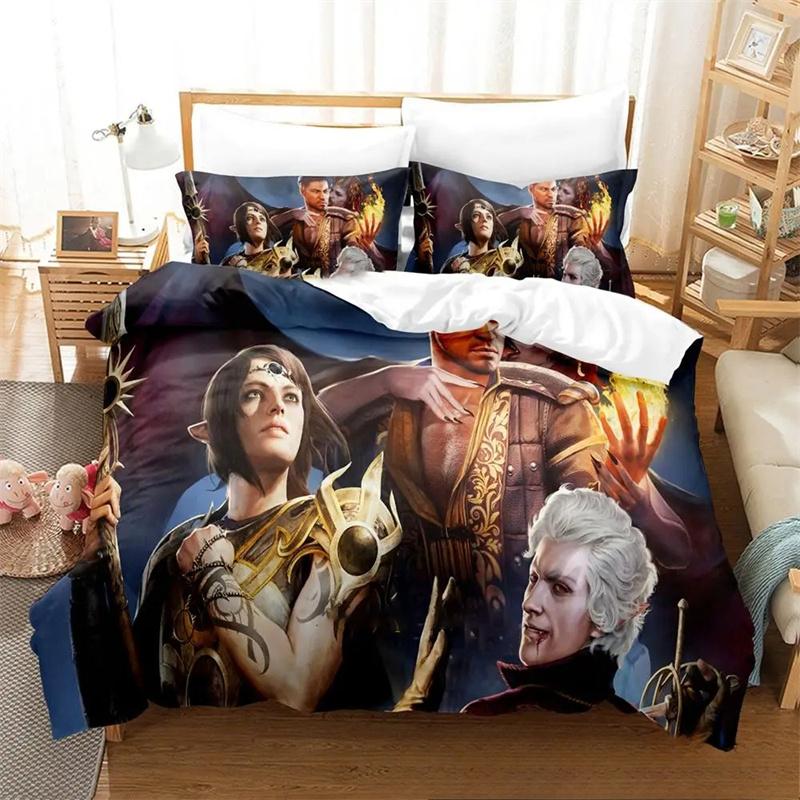Set da letto 3D Gioco Baldurs Gate 3, Copripiumino Piumino Set da letto Copripiumino Federa, Misura King Queen Singolo Ragazzi Ragazze Adulti