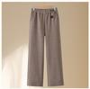 Middle-aged Women's High Waist Velvet-Lined Straight-Leg Warm Wool Pants