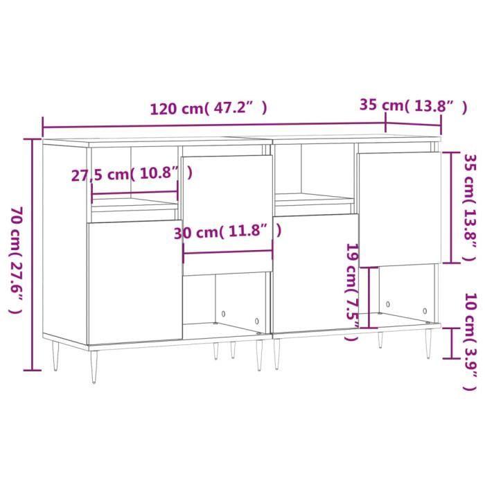 VidaXL Buffets 2 pcs sonoma gris bois d'ingénierie 3190123