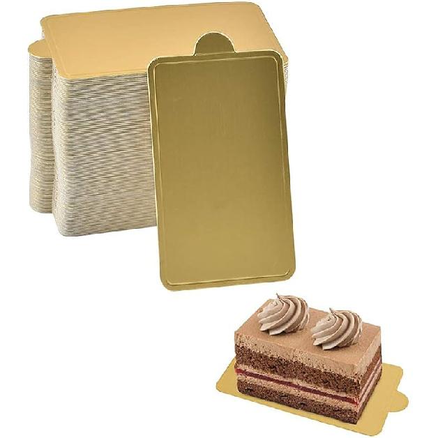 Мини круглые золотые картонные подставки для тортов 100 шт., Основы для муссовых десертов, Одноразовые картонные подставки для кексов, для свадебных, дней рождений, вечеринок Square - 10*6cm