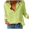 Women Casual Linen Blouse Loose Fit Long Sleeve Solid Color Lapel Button Shirt Tops