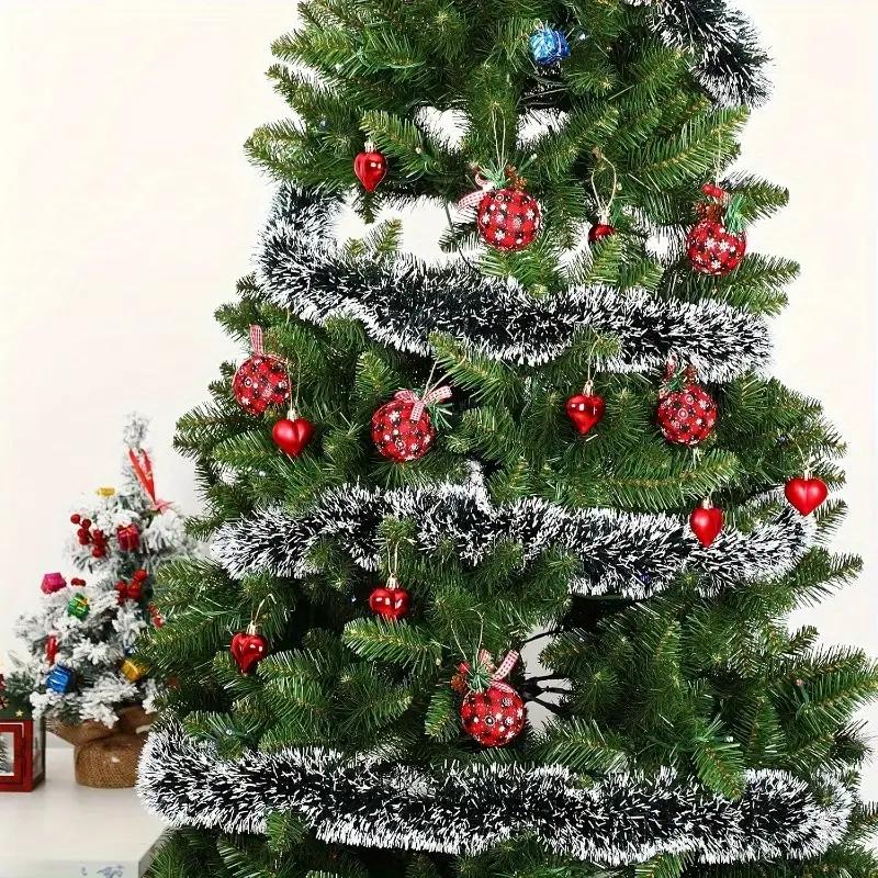 2M Christmas Garland Tinsel Decoration Green White Edge Snowflake Hanging Ornament Party Mall Kindergarten Home Festival Decor